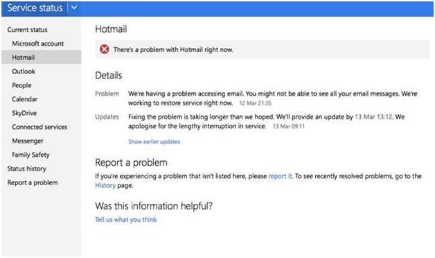 Microsoft Repairs Glitches Which Caused Hotmail, SkyDrive and Outlook.com Outages