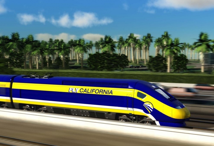 An artist’s rendition of what the California high-speed rail line may look like.