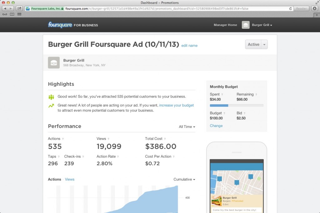 Self-Serve Ad Platform Available at Foursquare